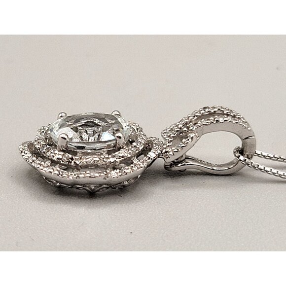 White Topaz Sterling Silver 925 Detachable Pendant Raised Layered 3D Blingy - Picture 6 of 11
